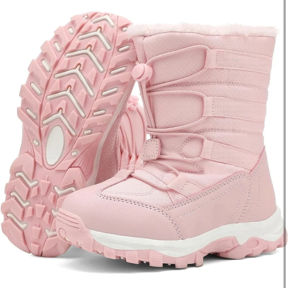 UBFEN Kids Snow Boots Waterproof Warm Winter Shoes Slip Resistant Zipper/ 592